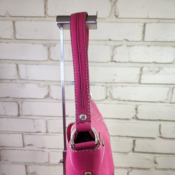 Michael Kors Hot Pink Studded Leather Handbag Satchel Purse - Picture 3 of 15